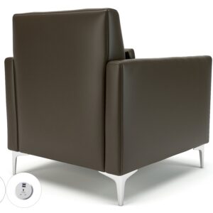 Roselle 90cm Wide Armchair in Cristina Marrone Ultima Faux Leather with Socket - Image 66