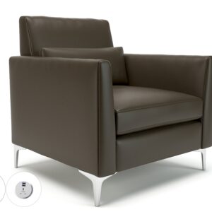 Roselle 90cm Wide Armchair in Cristina Marrone Ultima Faux Leather with Socket - Image 67