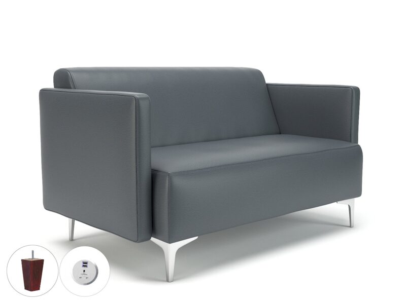 Napa Slim Arm 125cm Wide Sofa in Cristina Marrone Ultima Faux Leather with Socket - Image 7