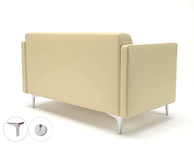 Napa Slim Arm 125cm Wide Sofa in Cristina Marrone Ultima Faux Leather with Socket - Image 39