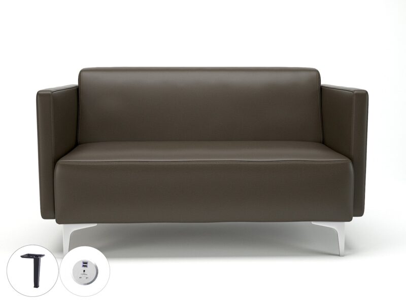 Napa Slim Arm 125cm Wide Sofa in Cristina Marrone Ultima Faux Leather with Socket - Image 65