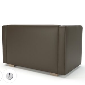 Carmel 130cm Wide Sofa in Cristina Marrone Ultima Faux Leather with Socket - Image 54