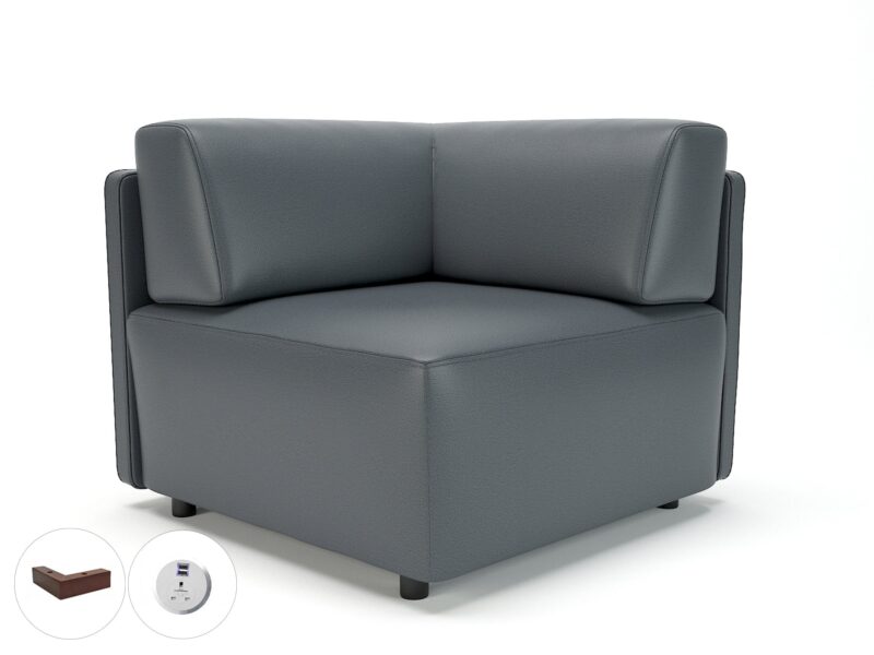 Loomis 87cm Wide Corner Unit in Cristina Marrone Ultima Faux Leather with Socket - Image 4