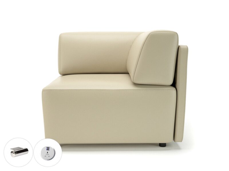 Loomis 87cm Wide Corner Unit in Cristina Marrone Ultima Faux Leather with Socket - Image 9