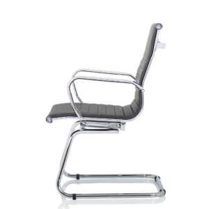 Nola Black Leather Cantilever Visitor Chair with Arms - Image 4