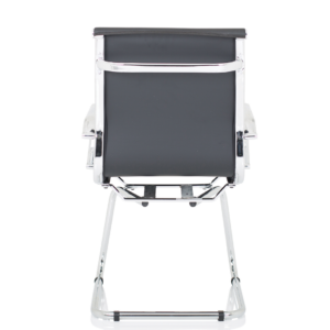 Nola Black Leather Cantilever Visitor Chair with Arms - Image 5