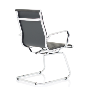Nola Black Leather Cantilever Visitor Chair with Arms - Image 6
