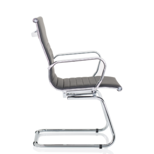 Nola Black Leather Cantilever Visitor Chair with Arms - Image 7