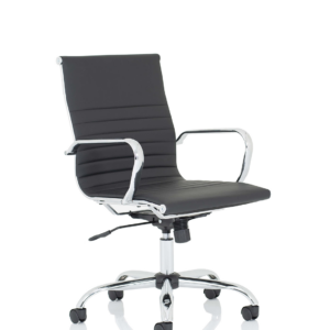 Nola Black Leather Executive Office Chair with Arms