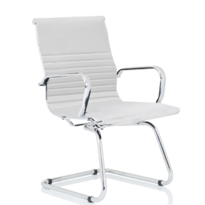 Nola Black Leather Cantilever Visitor Chair with Arms - Image 8