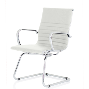 Nola Black Leather Cantilever Visitor Chair with Arms - Image 10