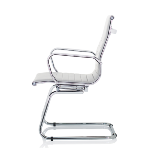 Nola Black Leather Cantilever Visitor Chair with Arms - Image 11