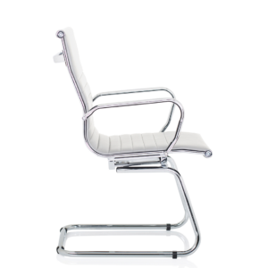 Nola Black Leather Cantilever Visitor Chair with Arms - Image 14