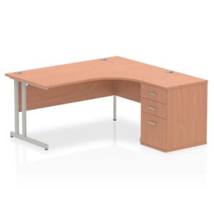 OE - Impulse 1600mm Cantilever Right Crescent Desk Workstation - Image 2