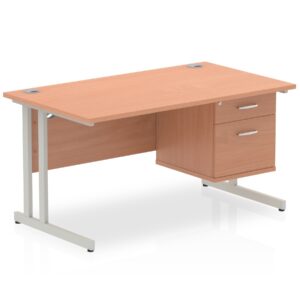 OE - Impulse 1400mm Cantilever Straight Desk With Single Fixed Pedestal - Image 6