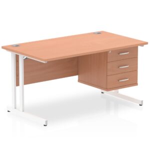OE - Impulse 1400mm Cantilever Straight Desk With Single Fixed Pedestal - Image 8