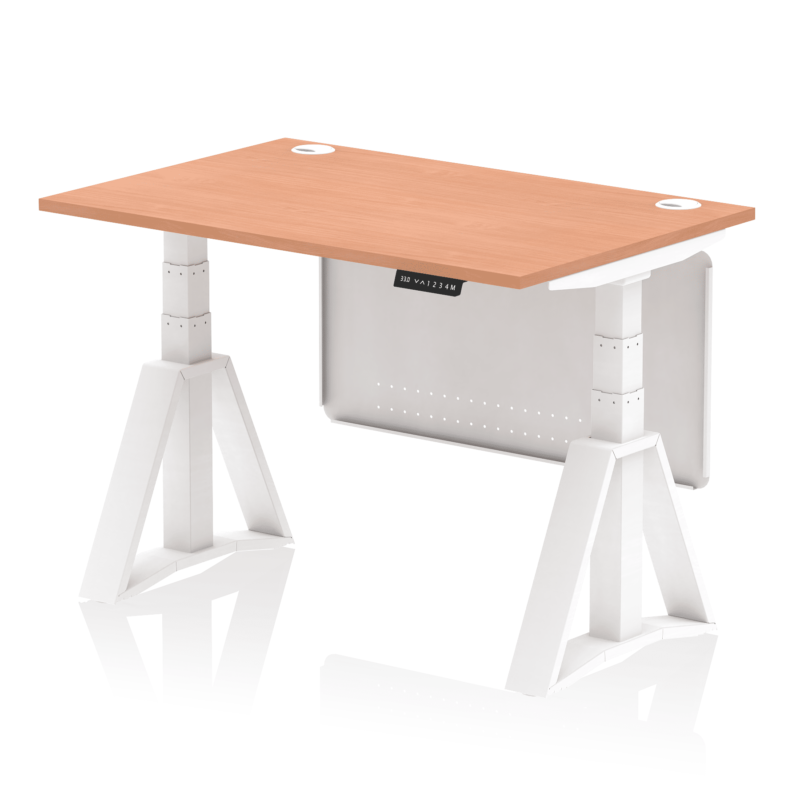 Air Height Adjustable Desk With Cable Ports With Steel Modesty Panel With Piste Foot - Image 21