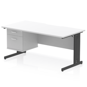 Impulse Scalloped Edge 1600mm Cable Managed Straight Desk With Single Fixed Pedestal - Image 18