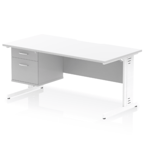 Impulse Scalloped Edge 1600mm Cable Managed Straight Desk With Single Fixed Pedestal - Image 20