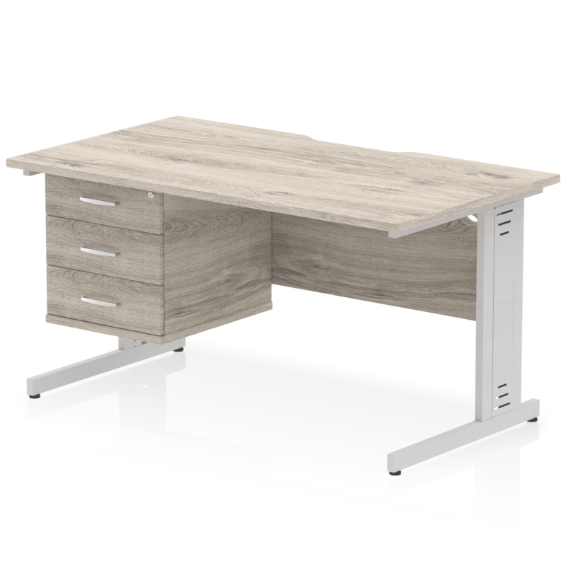 Impulse Scalloped Edge 1400mm Cable Managed Straight Desk With Single Fixed Pedestal - Image 25