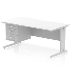 Impulse Scalloped Edge 1600mm Cable Managed Straight Desk With Single Fixed Pedestal - Image 37