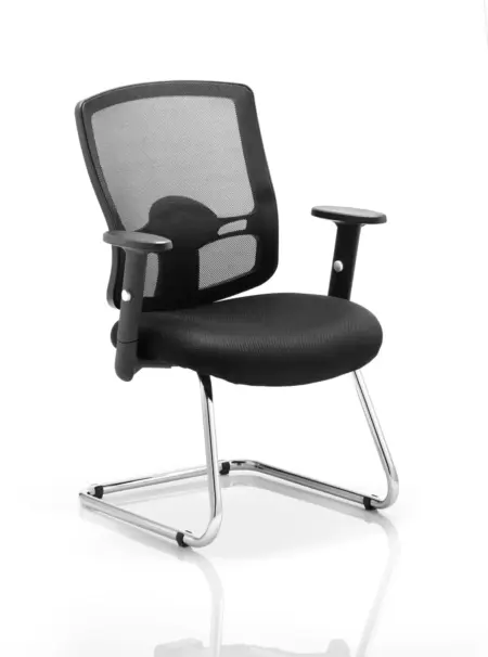 Portland Mesh Back Cantilever Visitor Chair with Arms