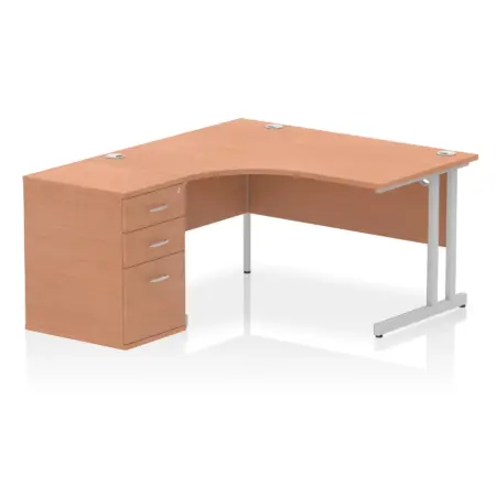 Impulse 1400mm Cantilever Left Crescent Desk Workstation