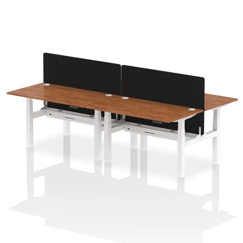 Air Back-to-Back Height Adjustable Bench Desk - 4 Person with Black ...
