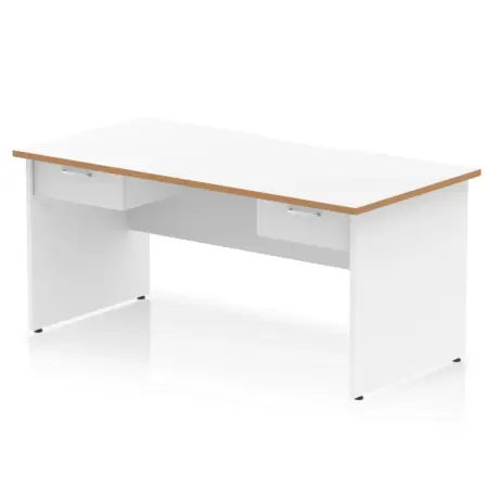 Impulse Scalloped Edge Panel End Straight Desk Frame With Two One Drawer Fixed Pedestals